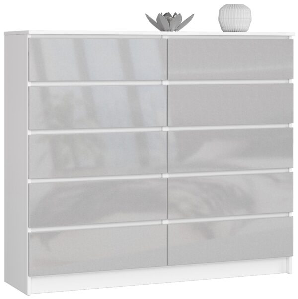 Komoda NORE K140, baltos/šviesiai pilkos spalvos