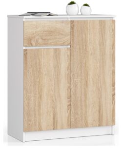 Komoda NORE K80, baltos/ąžuolo spalvos