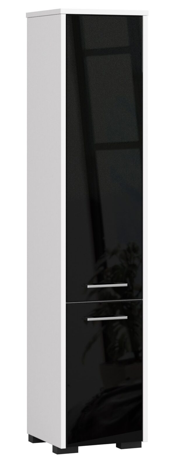 Aukšta vonios spintelė NORE Fin su 2-omis, balta/juoda