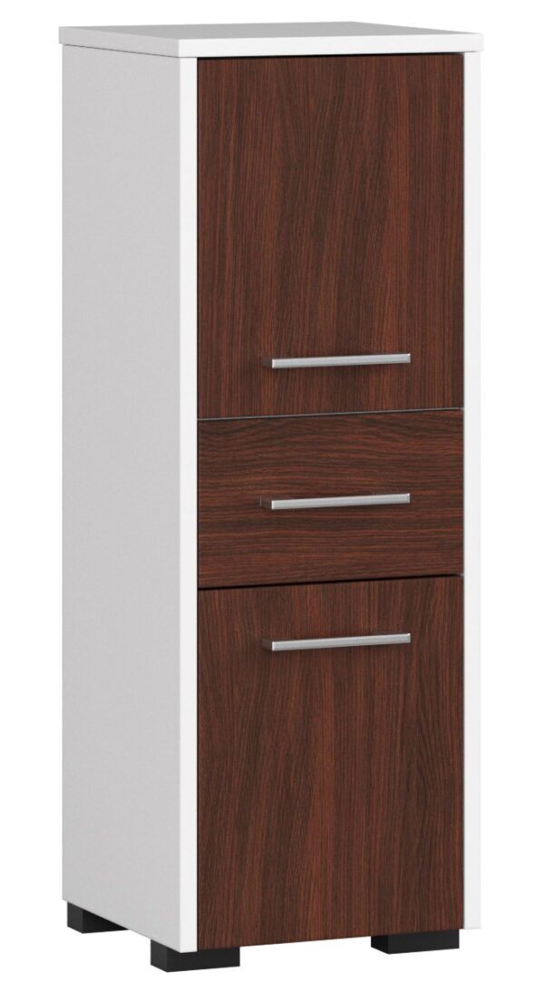slupek-regal-lazienkowy-fin-2d-1sz-bialy-wenge.jpg Vonios spintelė NORE Fin, balta/tamsiai ruda
