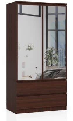 Spinta NORE S su veidrodžiu, tamsiai rudos spalvos