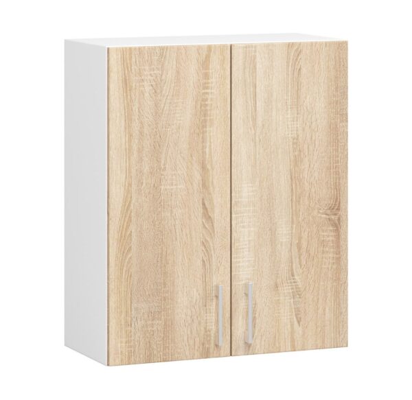 Pakabinama virtuvinė spintelė NORE Lima W60 D2, baltos/ąžuolo spalvos