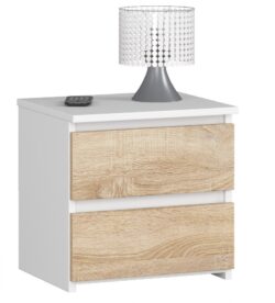 Naktinė spintelė NORE CL2 40 cm., baltos/ąžuolo spalvos