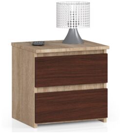 Naktinė spintelė NORE CL2 40 cm., tamsiai rudos/ąžuolo spalvos