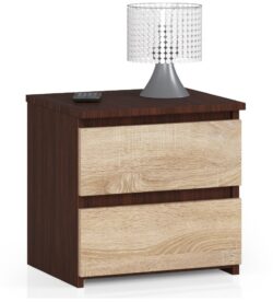 Naktinė spintelė NORE CL2 40 cm., tamsiai rudos/ąžuolo spalvos