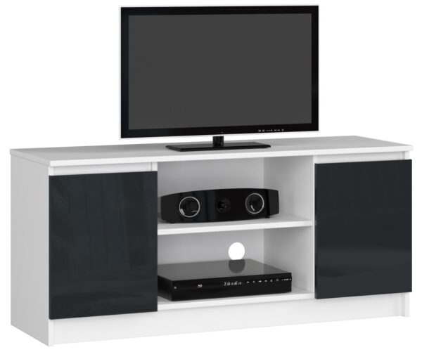 szafka-rtv-k120-2d-1p-grafit-akryl-wysoki-polysk.jpg TV staliukas RTV K120, baltos/tamsiai pilkos spalvos