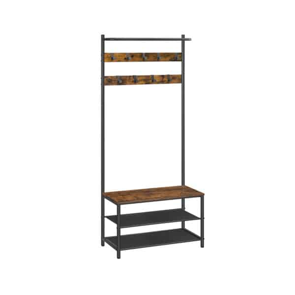 Drabužių kabykla su batų lentyna, juodos/natūralios spalvos