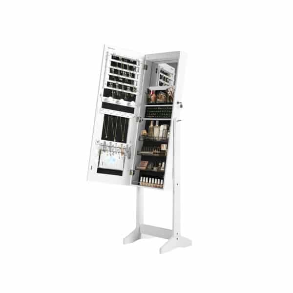 Papuošalų spintelė su LED apšvietimu, baltos spalvos