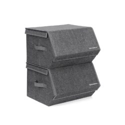 Rinkinys iš 2-iejų medžiaginių daiktadėžių, tamsiai pilkos spalvos