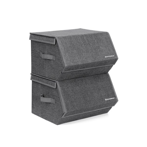 Rinkinys iš 2-iejų medžiaginių daiktadėžių, tamsiai pilkos spalvos