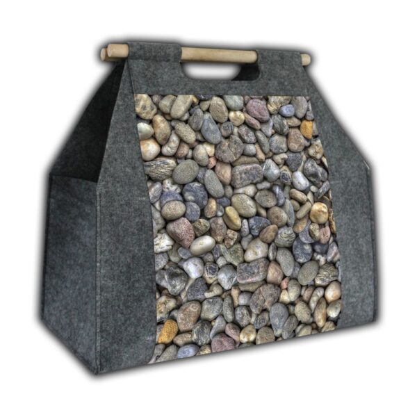 Krepšys su medine rankena, pilkas