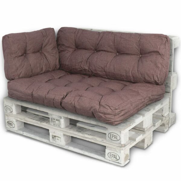 3 dalių pagalvių komplektas paletėms, rudos spalvos