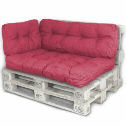 3 dalių pagalvių komplektas paletėms, raudonos spalvos