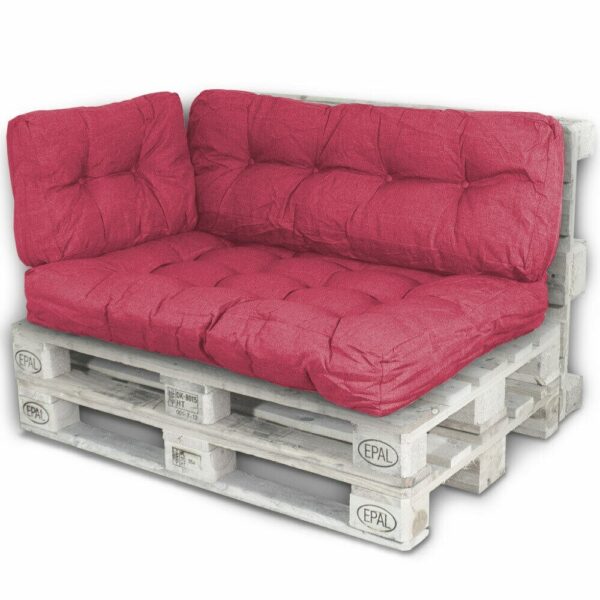 3 dalių pagalvių komplektas paletėms, raudonos spalvos