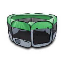 Sulankstomas maniežas šunims, smėlio/žalios spalvos