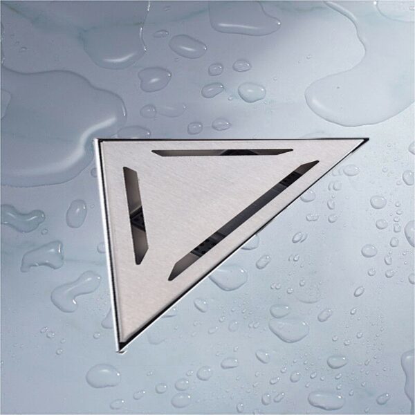 Trikampis dušo drenažas su sifonu, 25x25 cm.