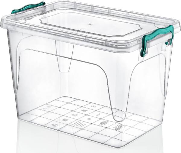 Skaidri daiktadėžė su dangteliu, 21l talpos