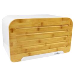Duonai skirta dėžutė su pjaustymo lentele 35x20x21 cm., baltos spalvos