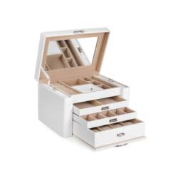 Papuošalų dėžutė, 3 stalčių, baltos spalvos