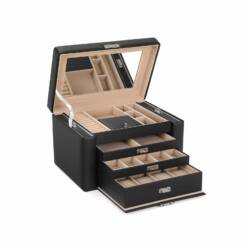 Papuošalų dėžutė, 3 stalčių, juodos spalvos