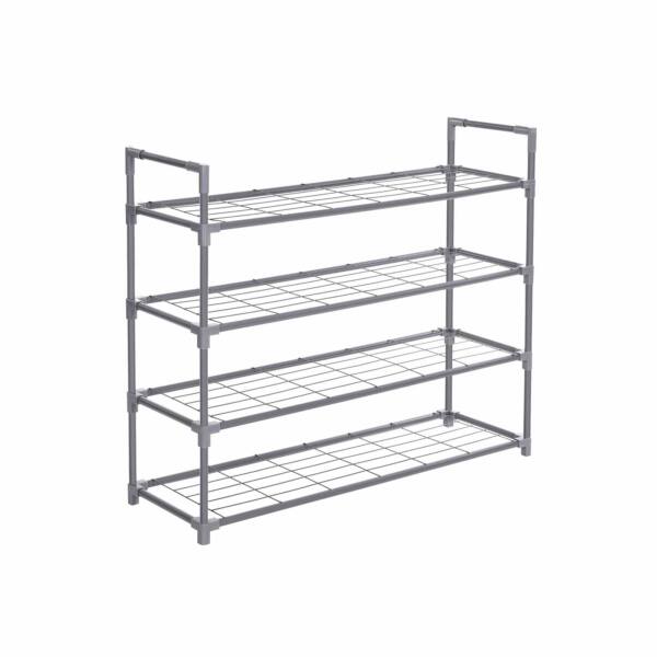 Batų lentyna su 4 lygiais, pilkos spalvos