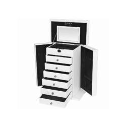 XXL Papuošalų dėžutė, 6 stalčiai, baltos spalvos