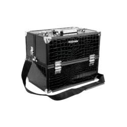 "Krokodilo" rašto kosmetikos dėklas, juodos spalvos