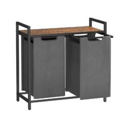 Skalbinių krepšelis / spintelė su ištraukiamais skyriais, pilkos spalvos krepšiai