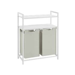 Skalbinių krepšelis 2 x 46 L su 2 lentynomis, baltos spalvos