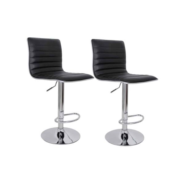 Baro kėdžių komplektas, 2 vnt. juodos dirbtinės odos