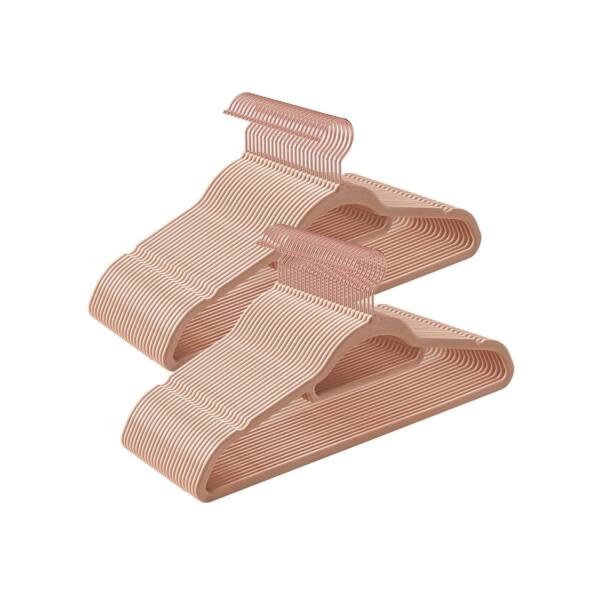 50 aksominių drabužių kabyklų rinkinys, šviesiai rožinės spalvos