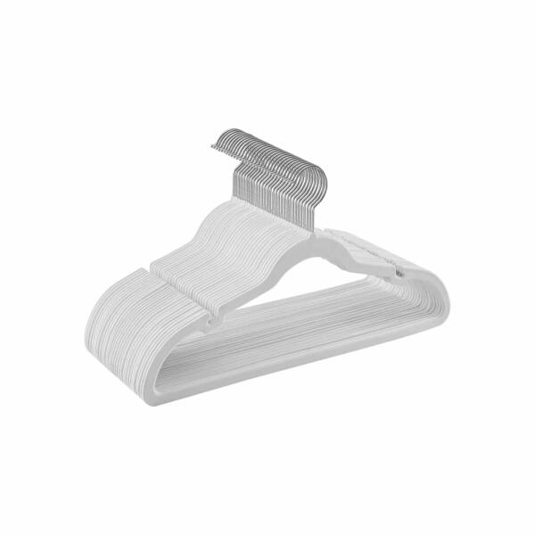 Aksominės drabužių kabyklos 30 vnt., baltos spalvos