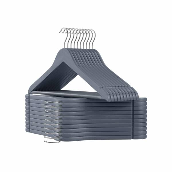 Medinės drabužių kabyklos 20 vnt. pilkai sidabrinės spalvos