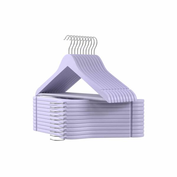 Medinės drabužių kabyklos, 20 vnt., violetinės-sidabrinės spalvos