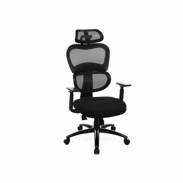 Pasukama biuro kėdė su tinkleliu ir galvos atrama