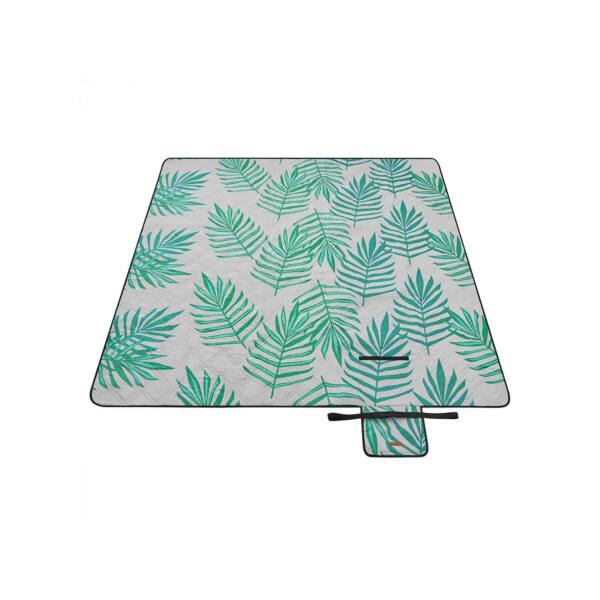 Pikniko antklodė / pledas 200 x 200 cm, pilkos spalvos su tropiniu paparčiu