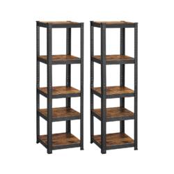 Tvirtų siaurų lentynų rinkinys, 2 vnt., rudos - juodos spalvos