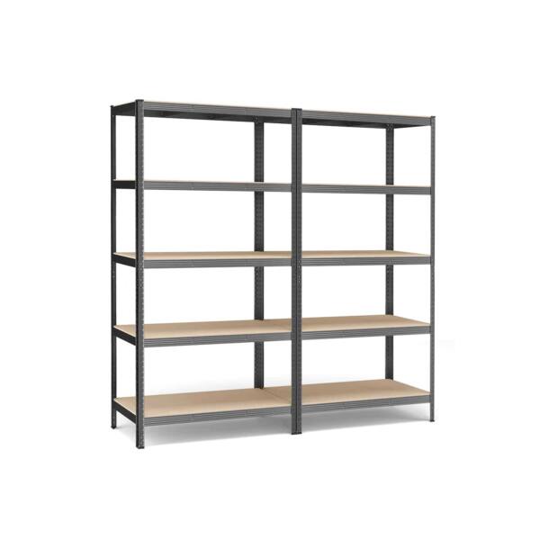 Sandėliavimo lentynų rinkinys, 2 vnt. 200 cm aukščio, pilkos spalvos