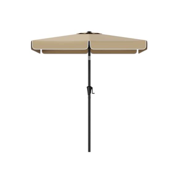 Pastatomas stačiakampis skėtis 200 x 150 cm su rėmu, šviesiai rudos spalvos