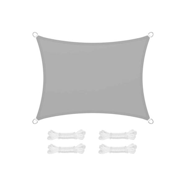 Saulės burė 3 x 4 m stačiakampė, šviesiai pilkos spalvos