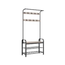 Viršutinių drabužių kabykla ir batų suoliuku HSR400B02, pilkos/juodos spalvos