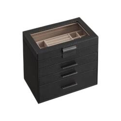 Papuošalų dėžutė su stalčiais, juodos - grafito spalvos