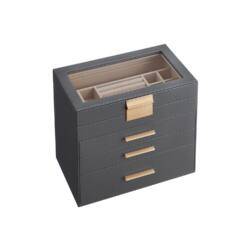 Papuošalų dėžutė su stalčiais, pilkos - kreminės spalvos