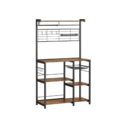 Virtuvinė lentyna su magnetine juostele peiliams, vintažinės rudos - juodos spalvos