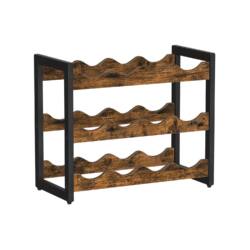 Vyno lentyna, telpa 12 butelių, vintažinės rudos / juodos spalvos