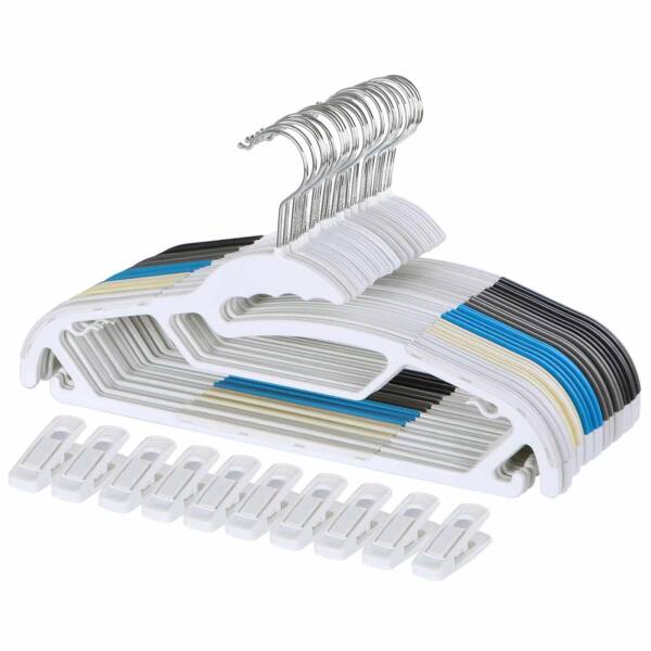 Drabužių pakabos, plastikinės, 50 vnt, skirtingų spalvų