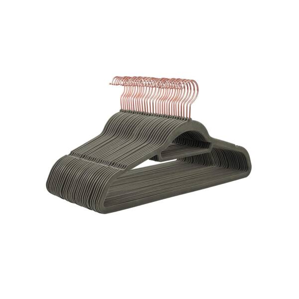 Drabužių kabykla su rožinio aukso kabliukais, juodos spalvos