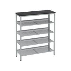 5 pakopų pramoninio stiliaus batų lentyna, pilkos spalvos