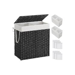 Skalbinių krepšys su dangčiu ir priedais, tamsiai pilkos - baltos spalvos