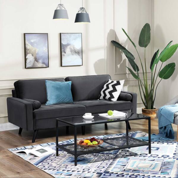 LCS50GY-2.jpg Minkšta sofa su aksominiu užvalkalu 176 x 83 x 84 cm